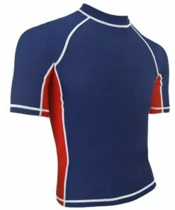 RISE Solid Short Sleeve Splice Rashguard -KIEFER Sales 502ss frontnavy red