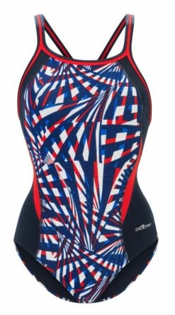 Dolfin Women's Print Color Block DBX Back One Piece -KIEFER Sales 5m00 b41d front2