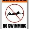 Warning No Swimming Sign -KIEFER Sales 697