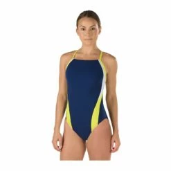 Speedo Launch Splice Endurance Cross Back -KIEFER Sales 8191409 navy gold front 2